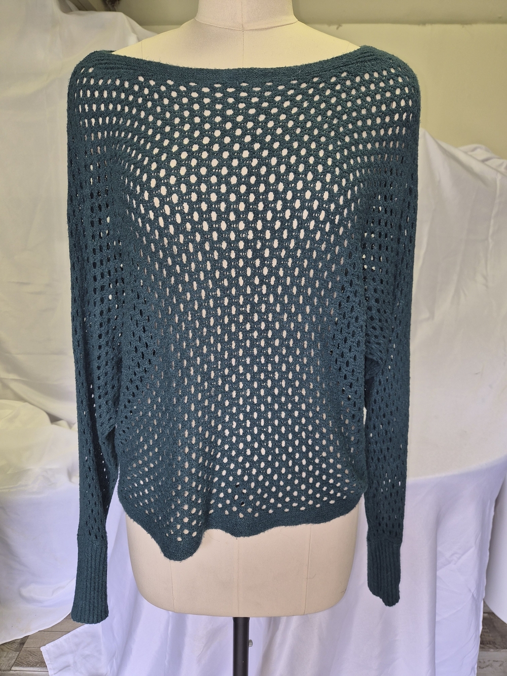 Open-Knit Teal/Green Women's Sweater